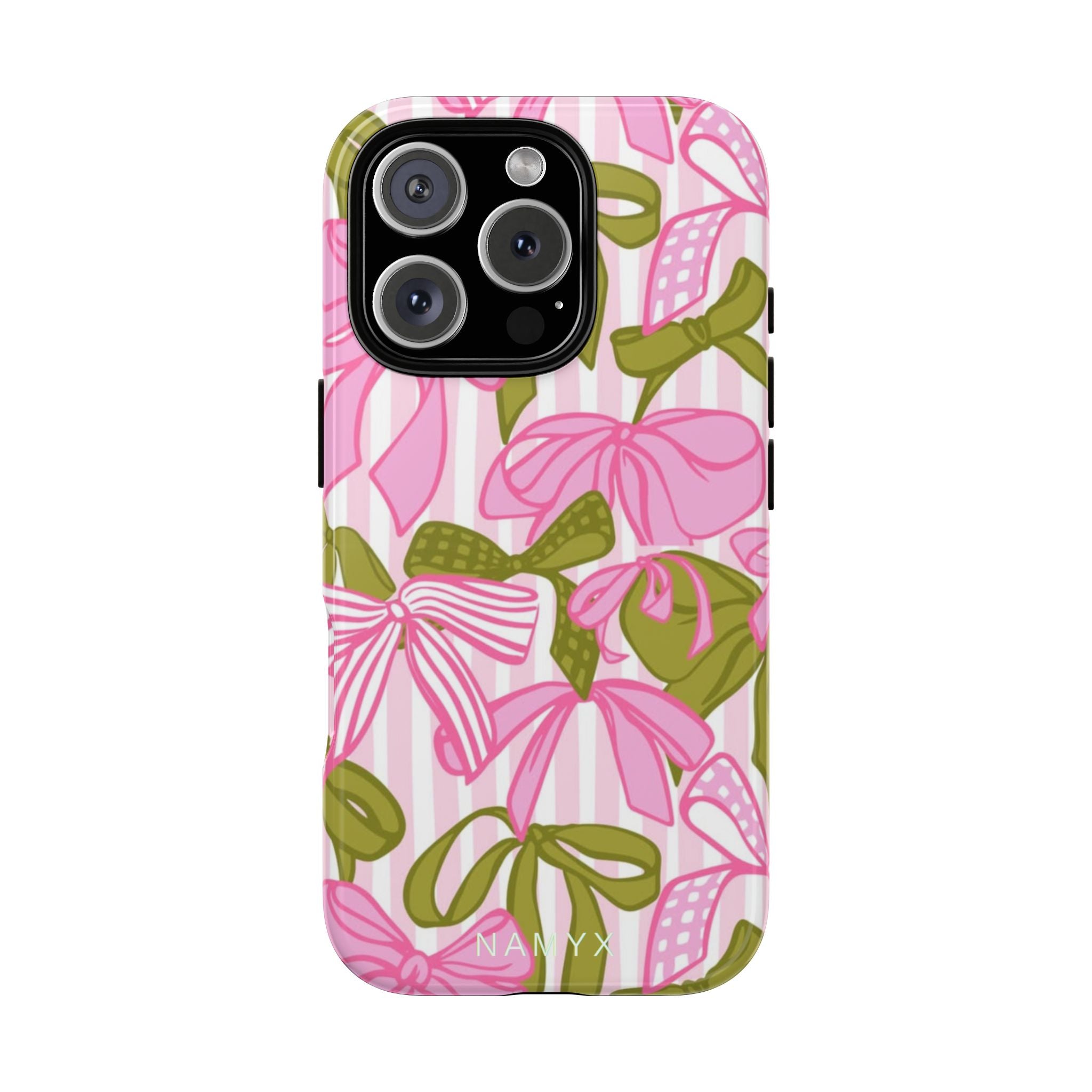 Bow Pattern Tough Case - Pink & Olive Floral Phone Cover
