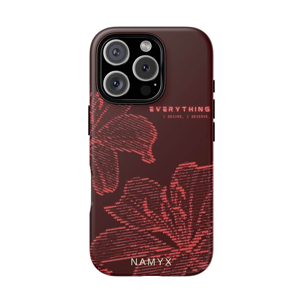 Floral Tough Phone Case — 'Everything' Burgundy Protective Cover
