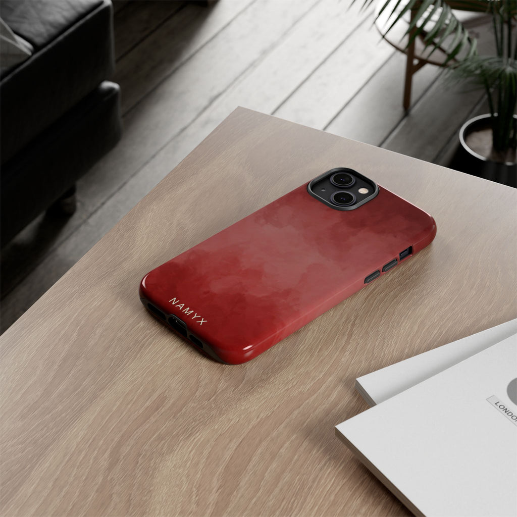 Red Watercolor Tough Phone Case — Durable Protective iPhone Cover