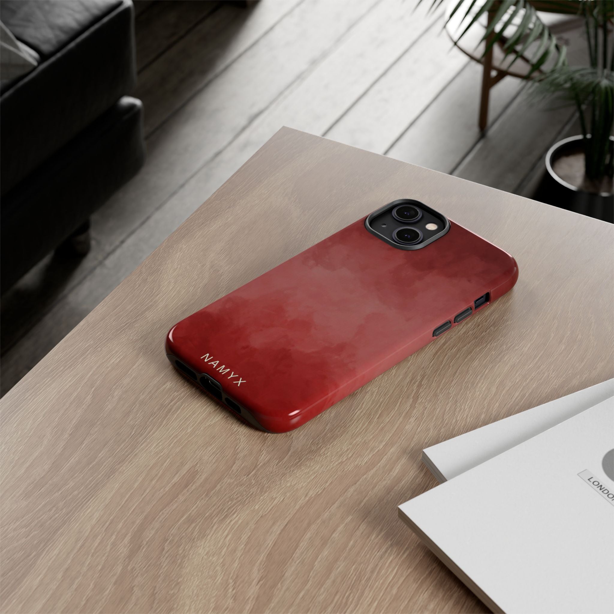 Red Watercolor Tough Phone Case — Durable Protective iPhone Cover