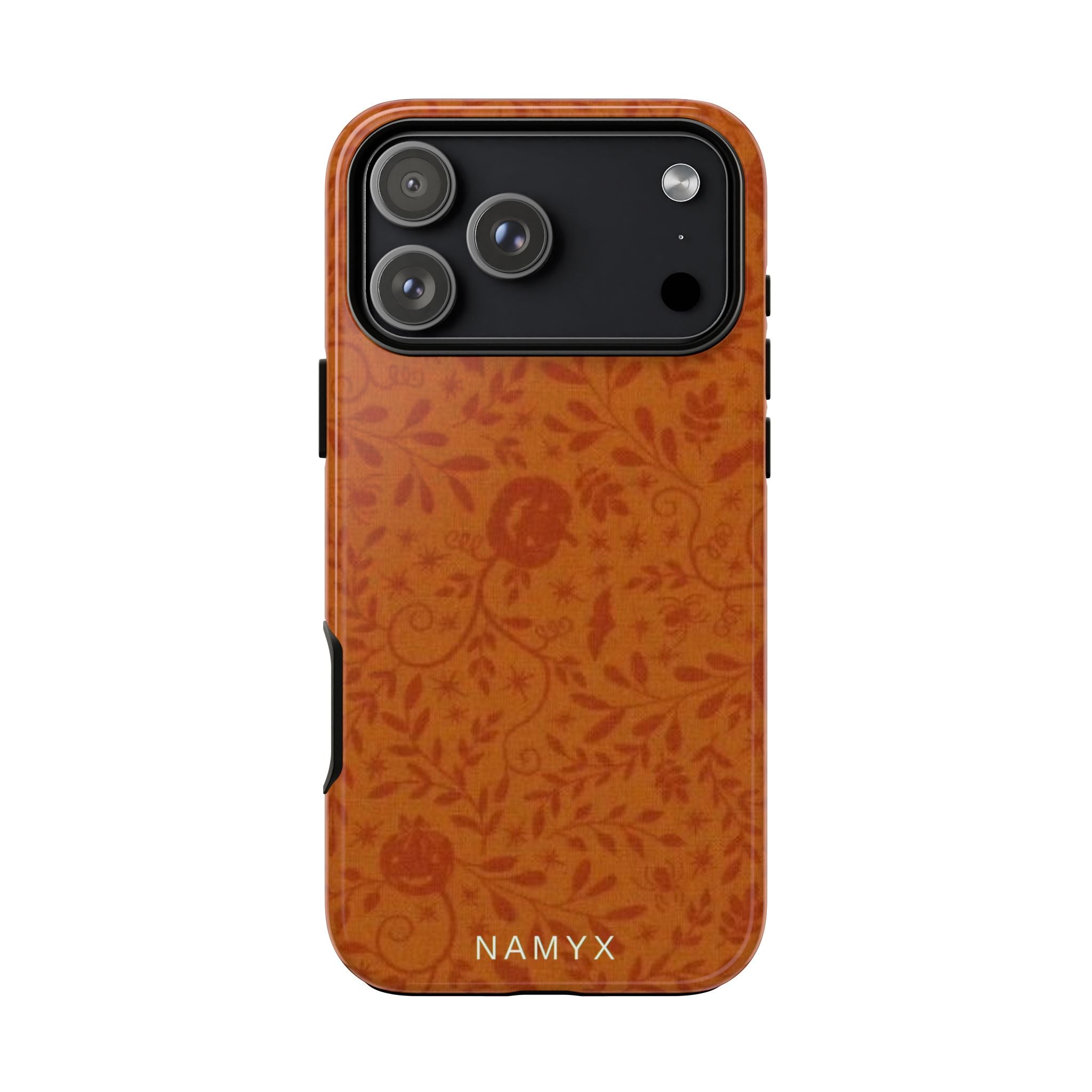 Floral Leather Phone Case — Rustic Orange Botanical Tough Case