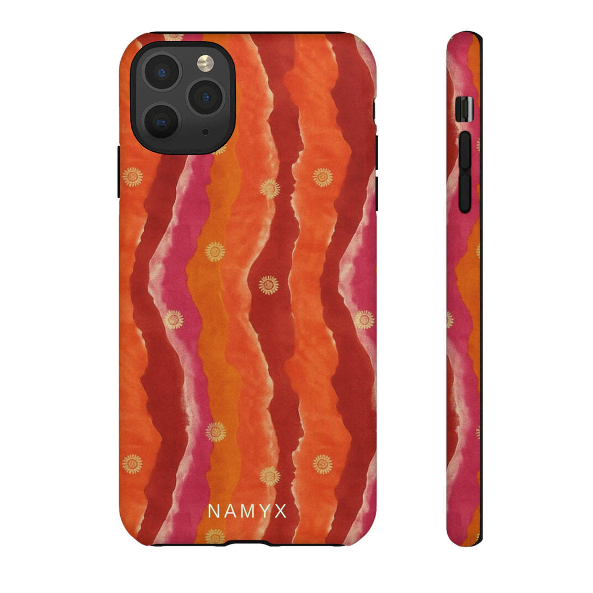 Abstract Red Waves Phone Case — Bold Orange & Pink Protective Tough Case