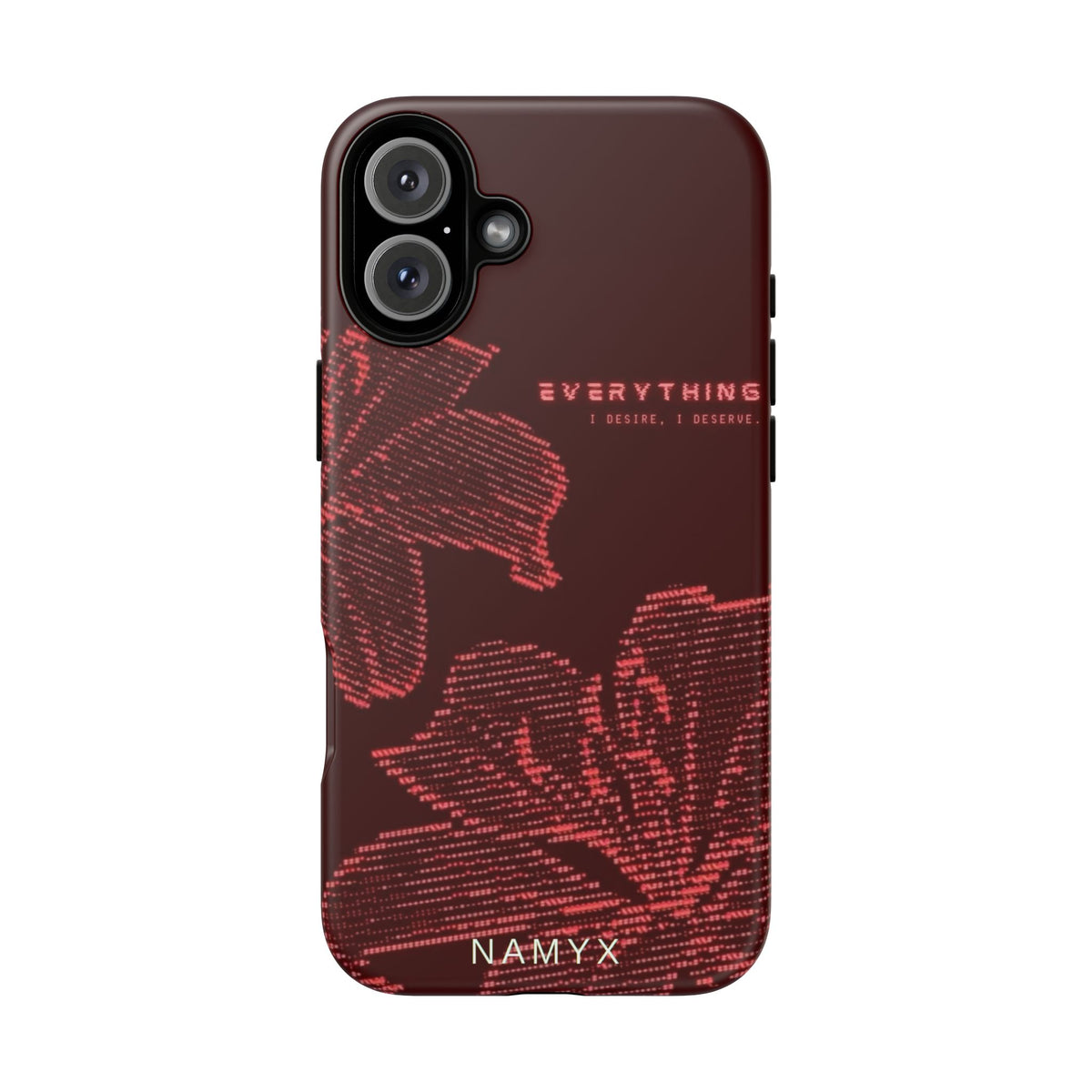 Floral Tough Phone Case — 'Everything' Burgundy Protective Cover