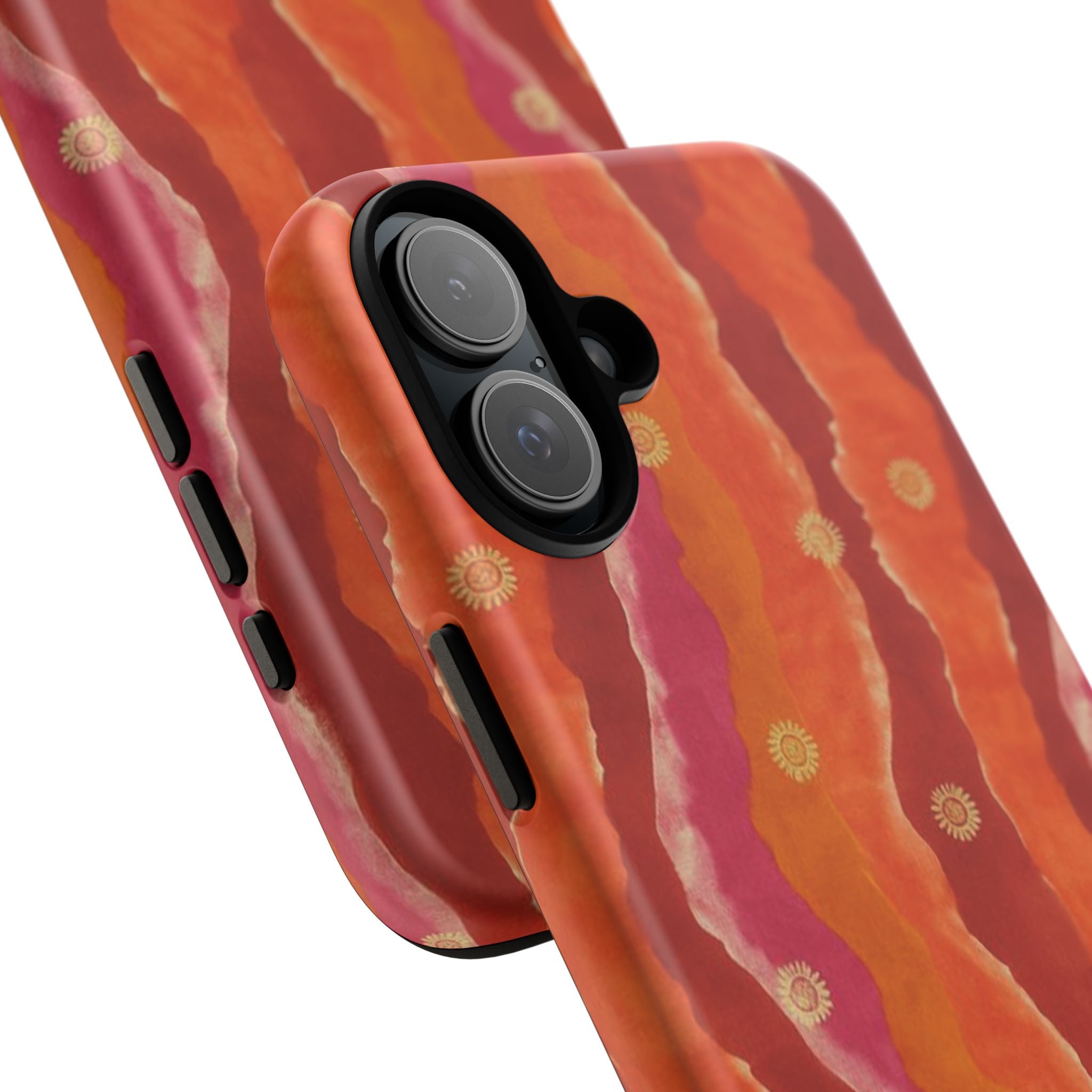 Abstract Red Waves Phone Case — Bold Orange & Pink Protective Tough Case