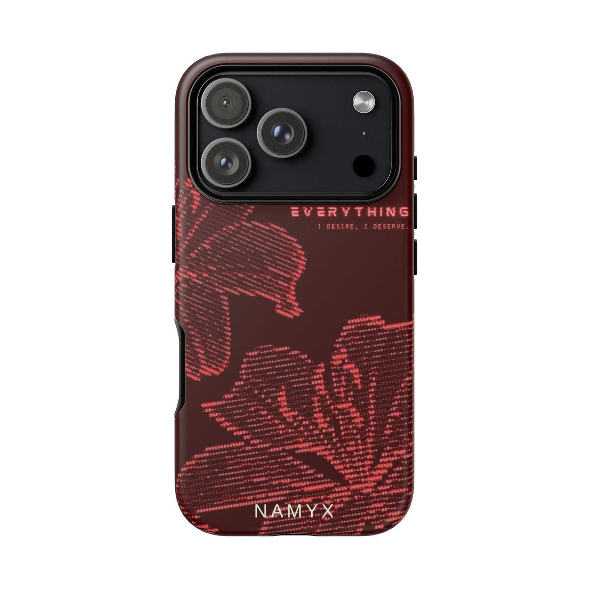 Floral Tough Phone Case — 'Everything' Burgundy Protective Cover