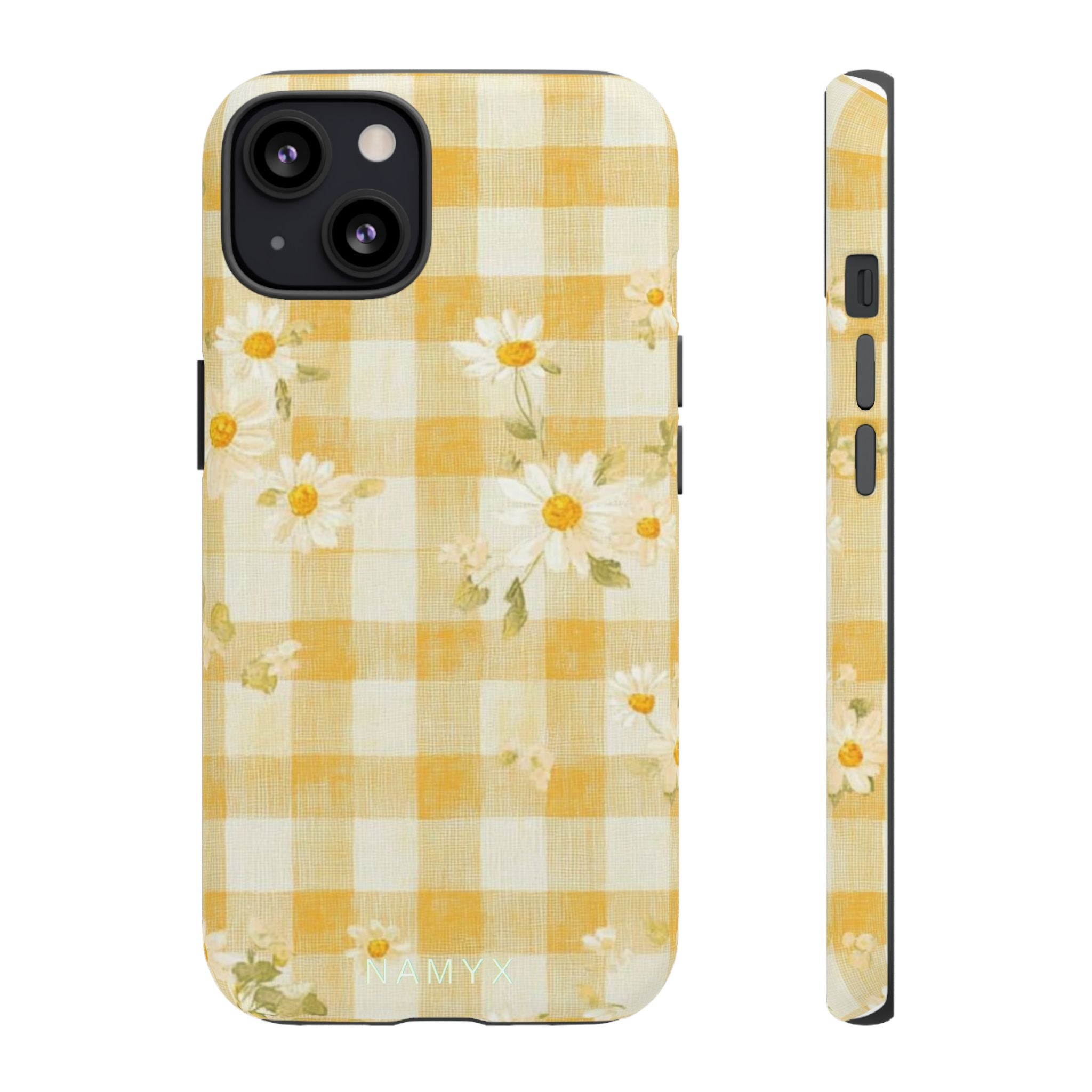 Daisy Gingham Tough Phone Case — Yellow Floral Protective Cover