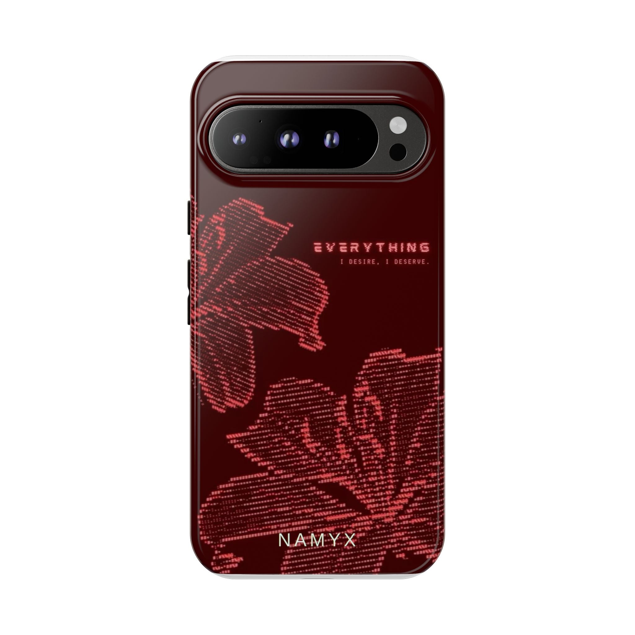 Floral Tough Phone Case — 'Everything' Burgundy Protective Cover