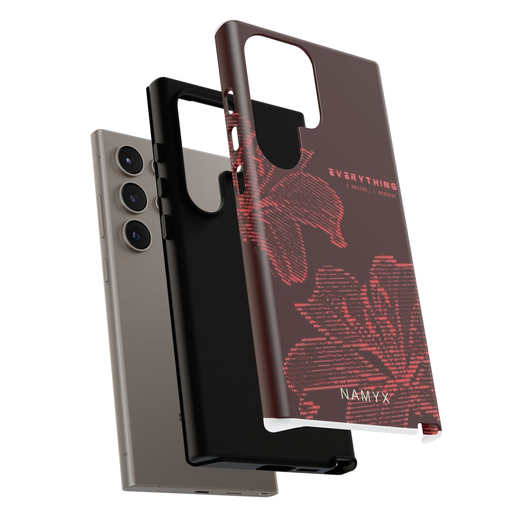 Floral Tough Phone Case — 'Everything' Burgundy Protective Cover