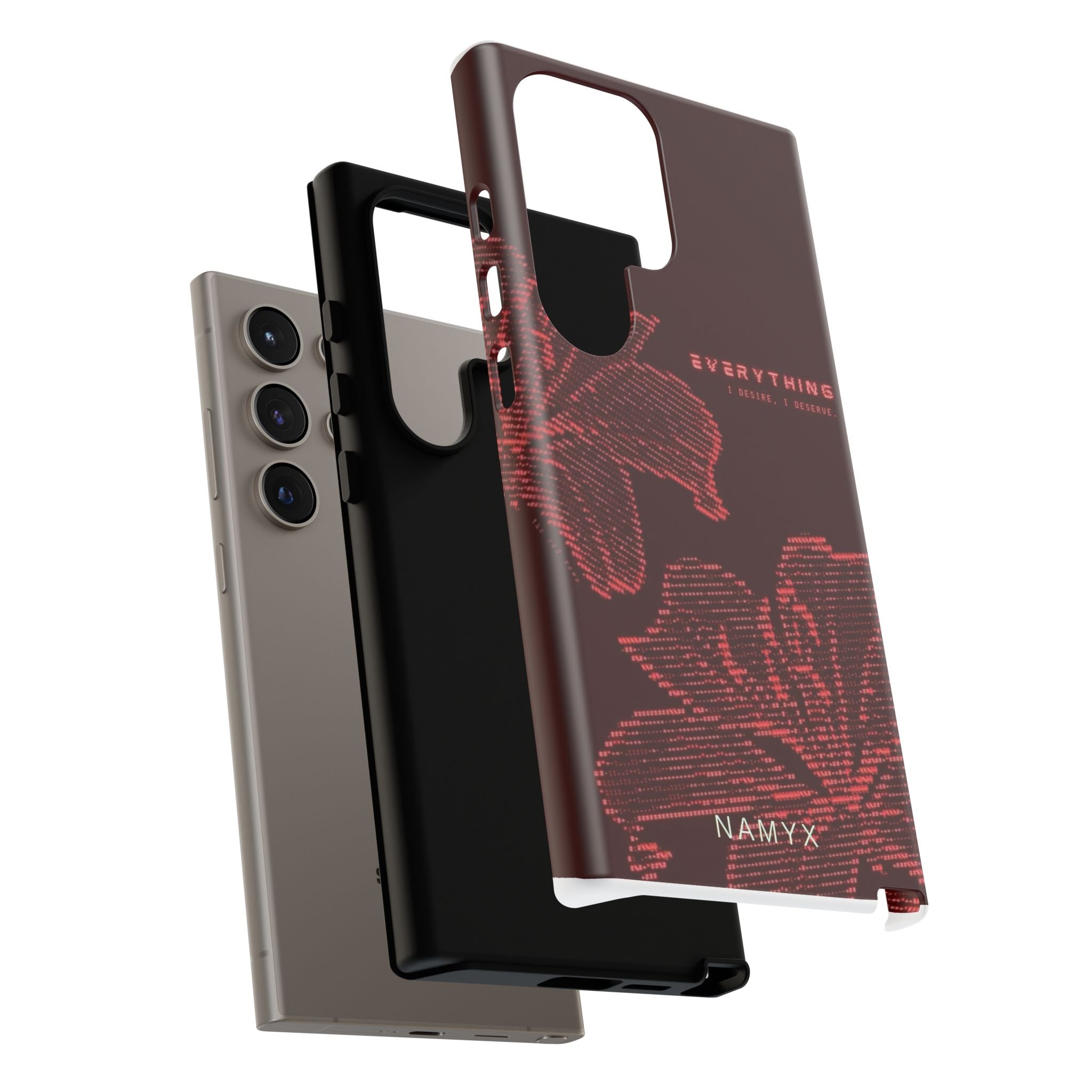 Floral Tough Phone Case — 'Everything' Burgundy Protective Cover
