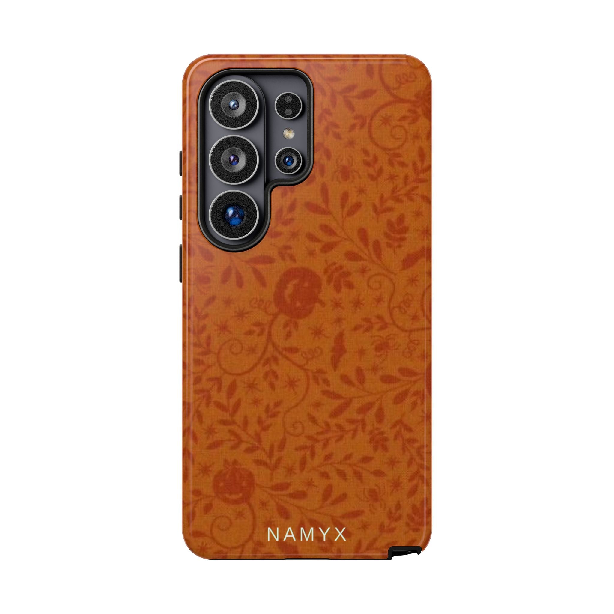 Floral Leather Phone Case — Rustic Orange Botanical Tough Case