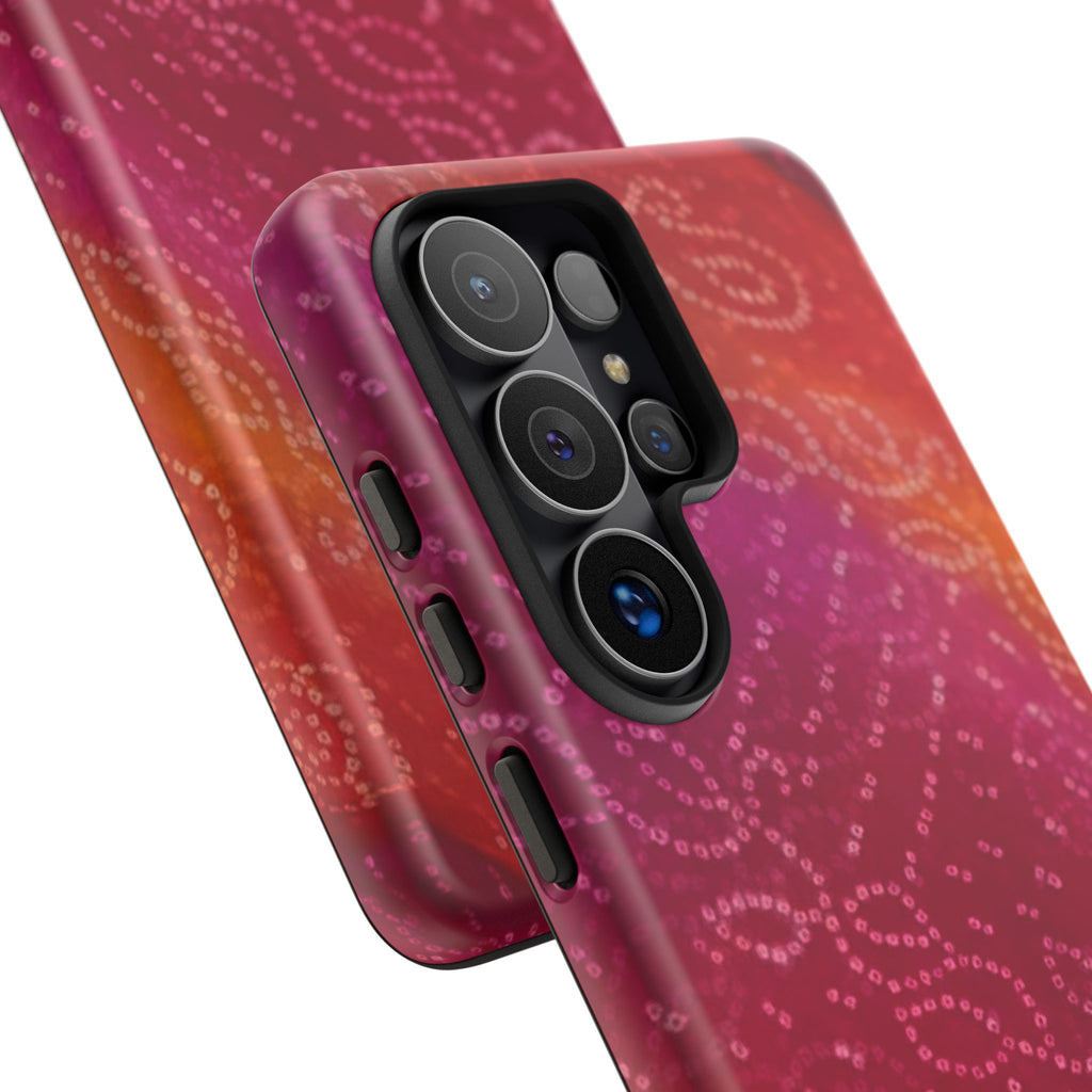 Floral Bandana Tough Case — Protective Phone Case with Pink Orange Paisley Design