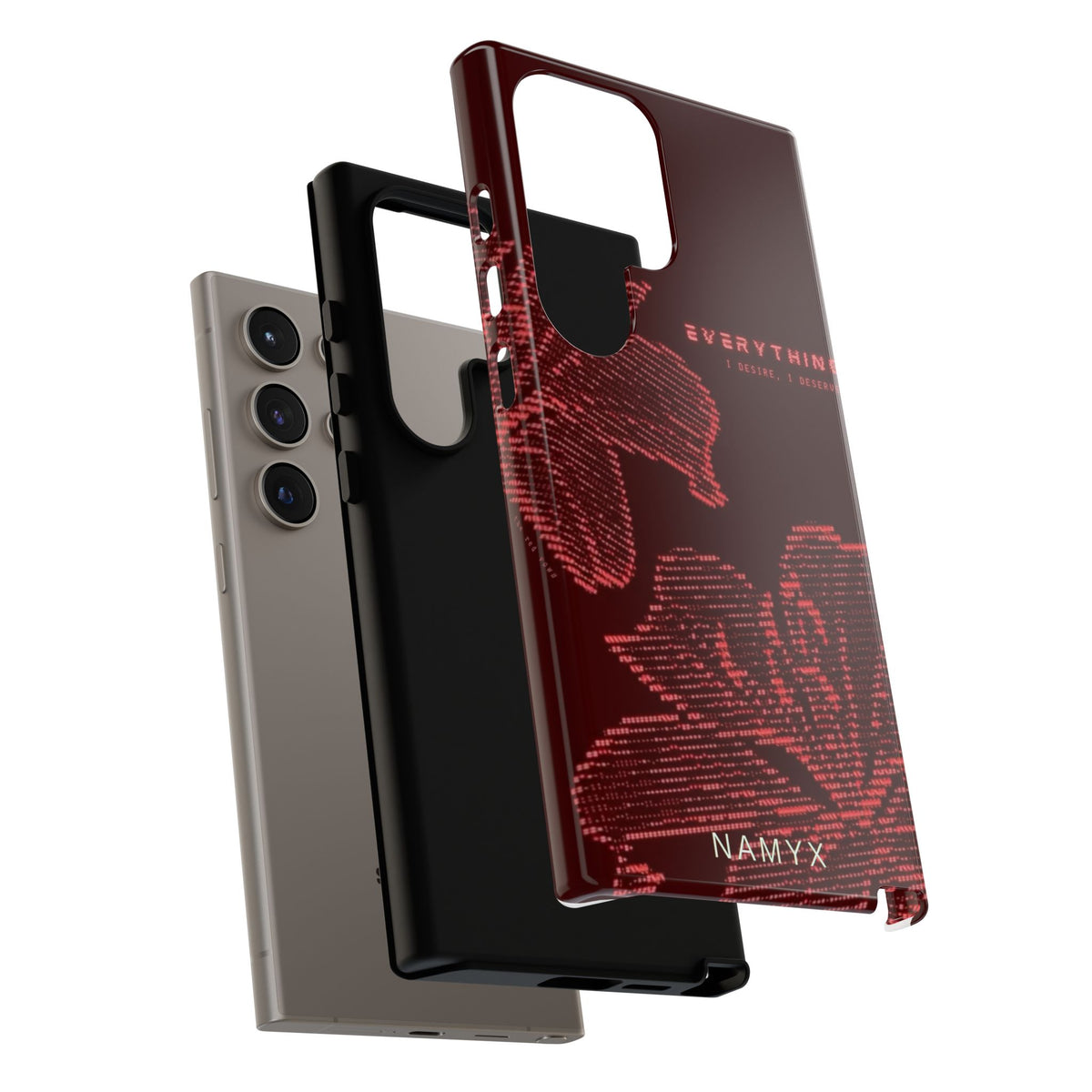 Floral Tough Phone Case — 'Everything' Burgundy Protective Cover