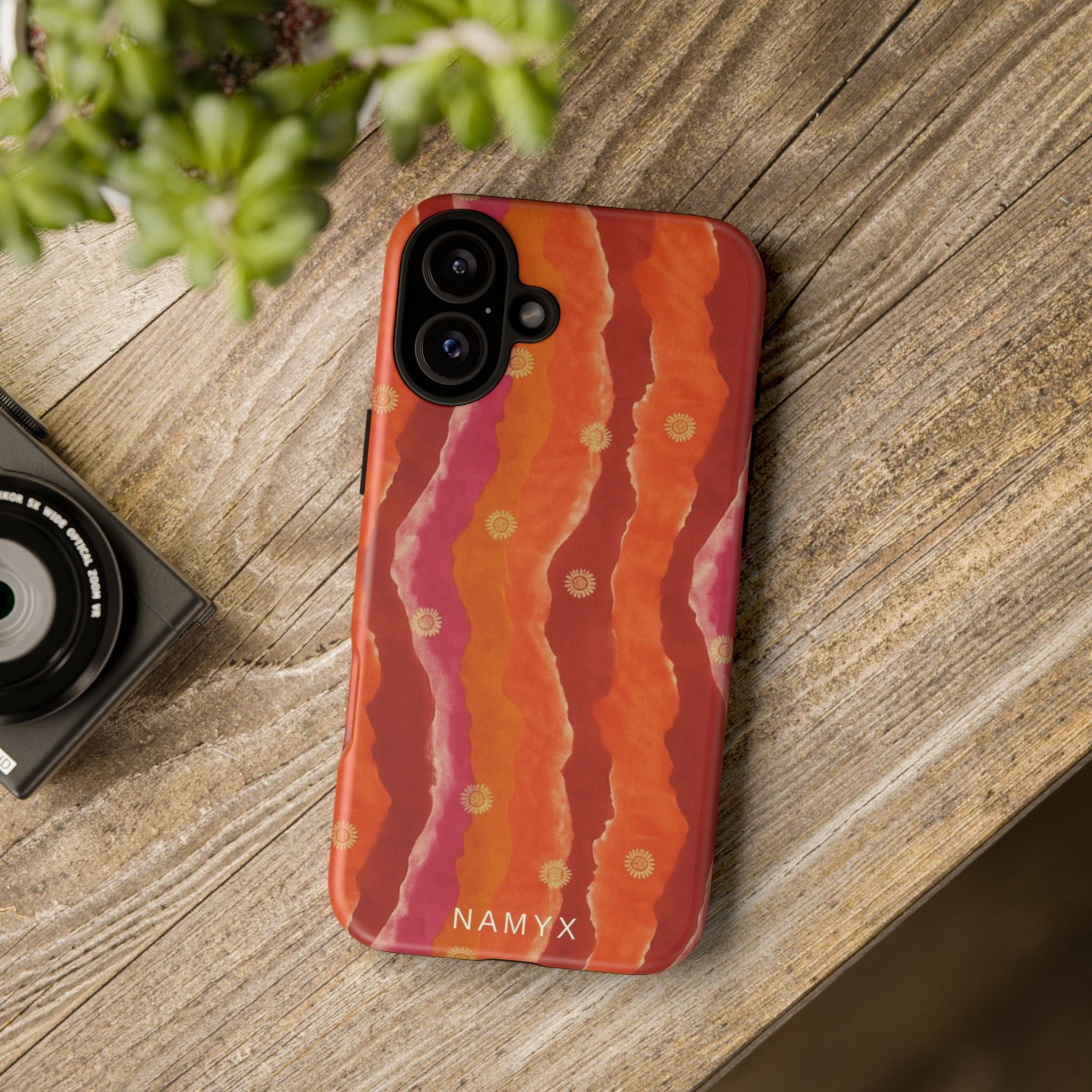 Abstract Red Waves Phone Case — Bold Orange & Pink Protective Tough Case