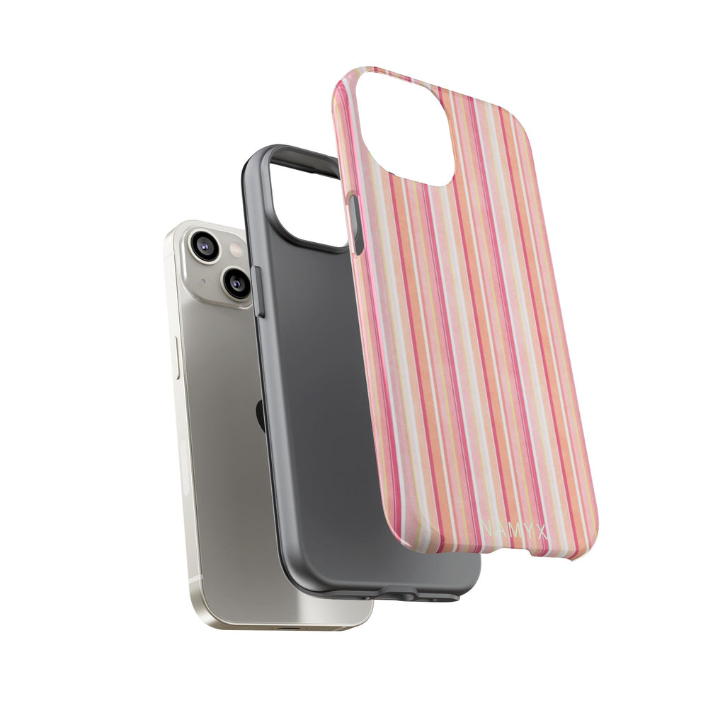 Pink Vintage Stripe Tough Phone Case