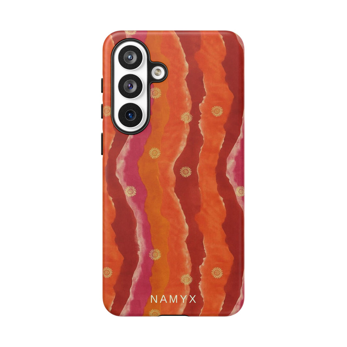 Abstract Red Waves Phone Case — Bold Orange & Pink Protective Tough Case