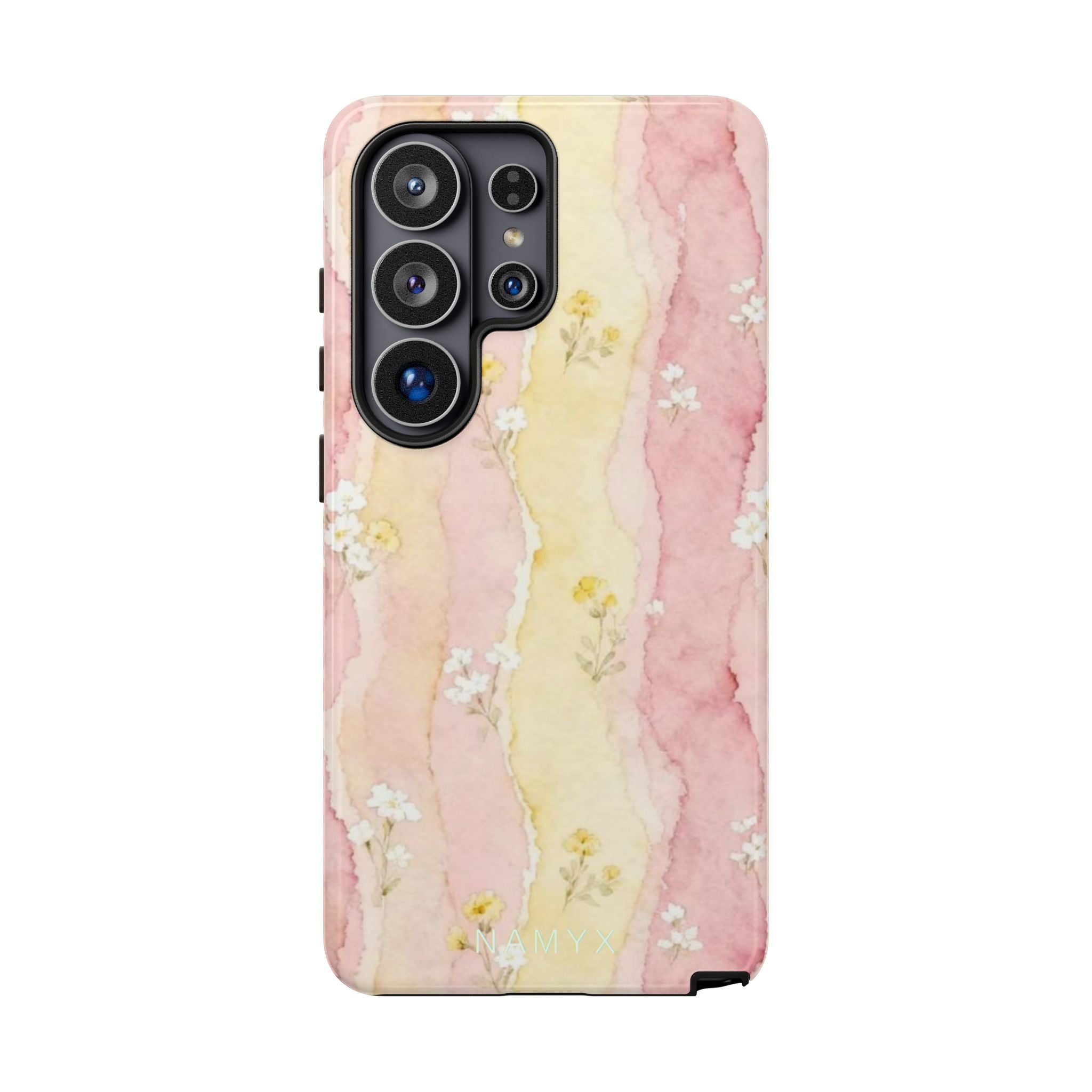 Floral Watercolor Tough Phone Case — Pink & Yellow Daisy Protective Cover
