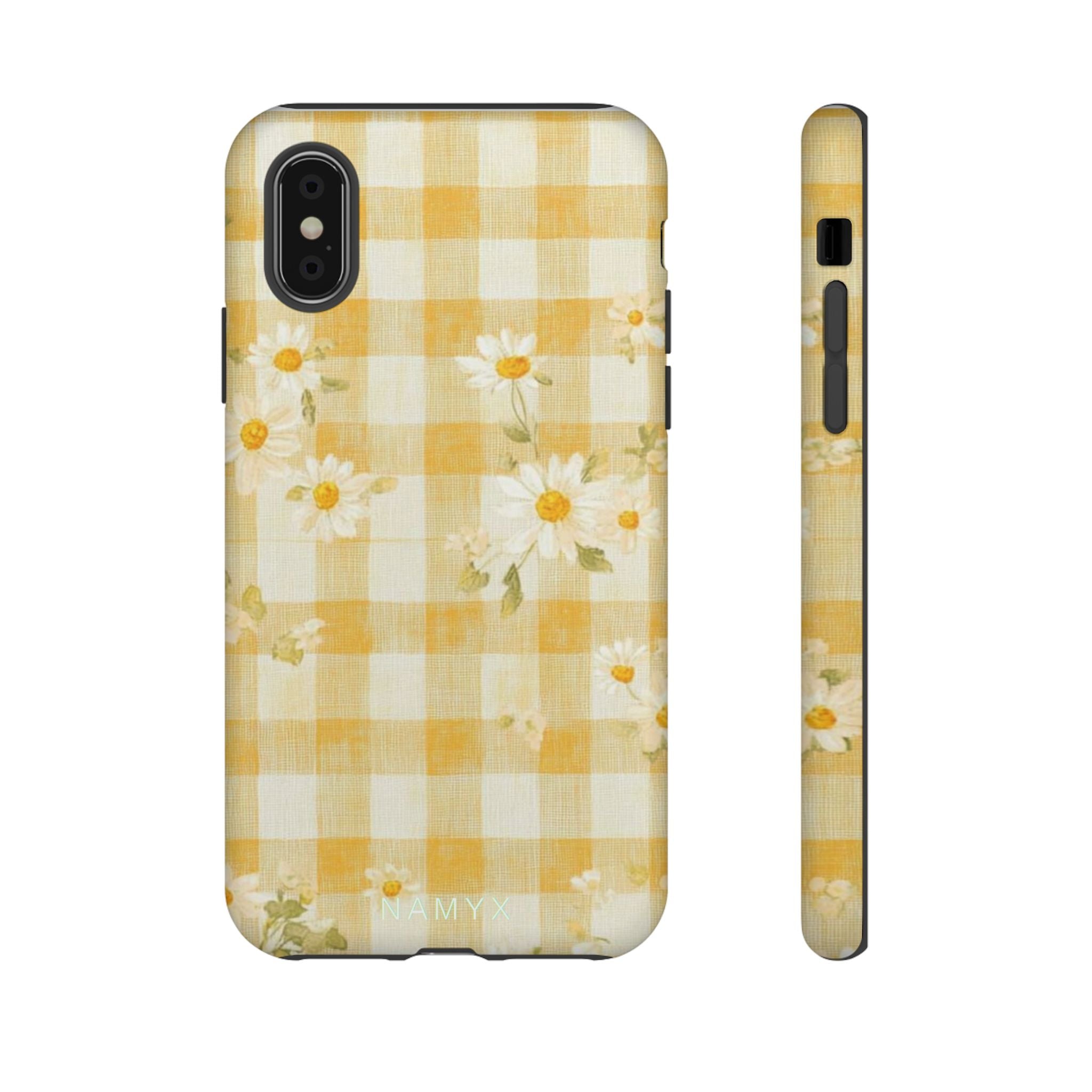 Daisy Gingham Tough Phone Case — Yellow Floral Protective Cover