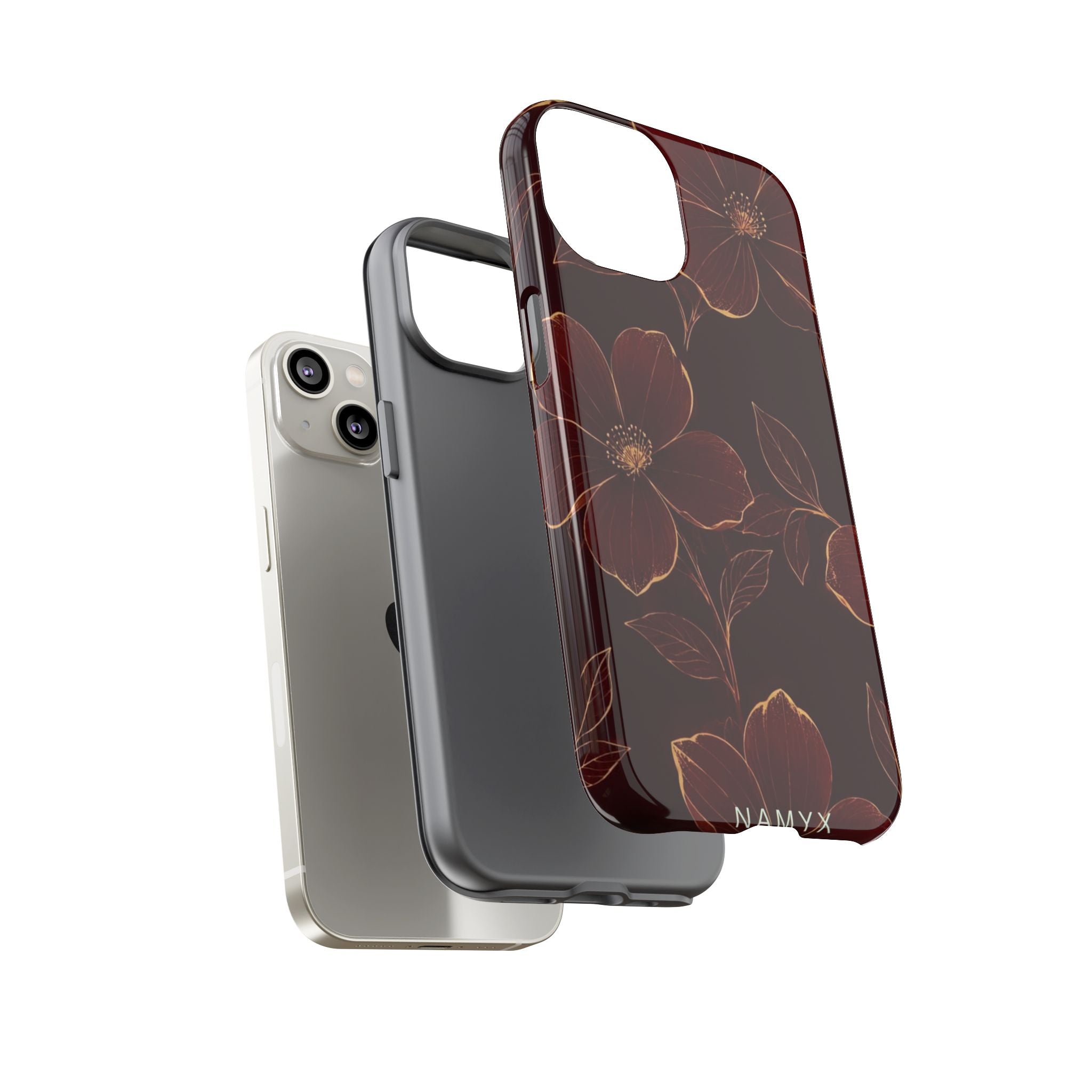 Floral Tough Case — Dark Red Botanical Phone Case