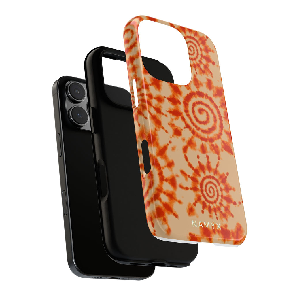 Tie-Dye Spiral Tough Phone Case — Orange Retro Protective Case