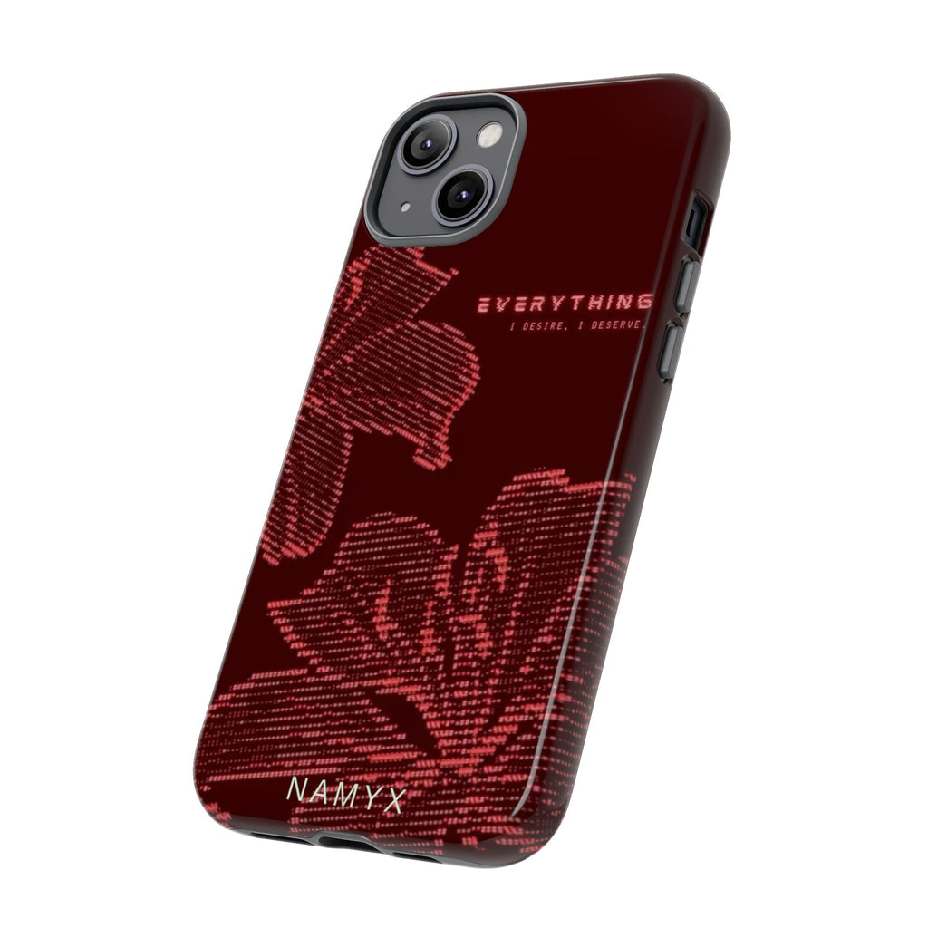 Floral Tough Phone Case — 'Everything' Burgundy Protective Cover