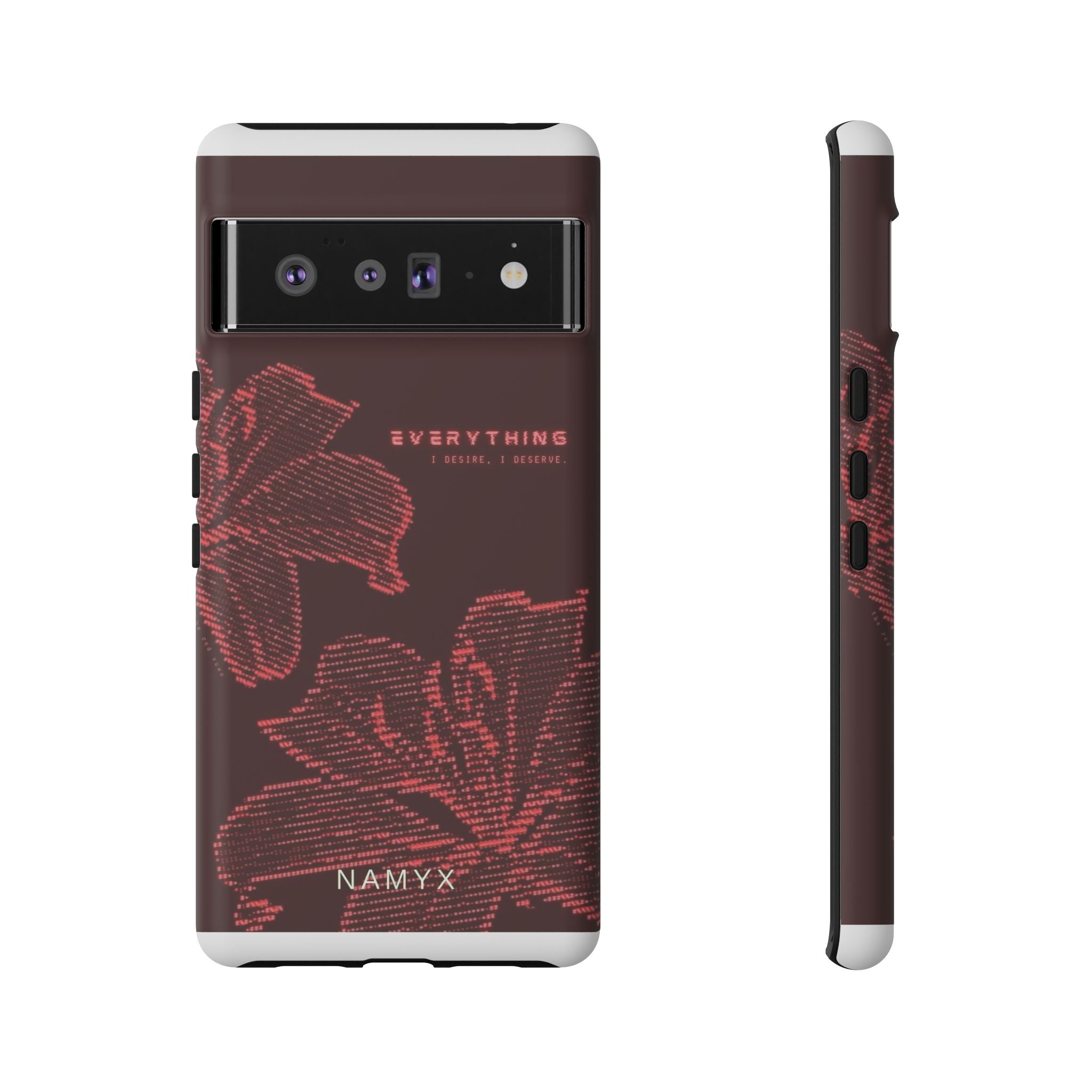Floral Tough Phone Case — 'Everything' Burgundy Protective Cover