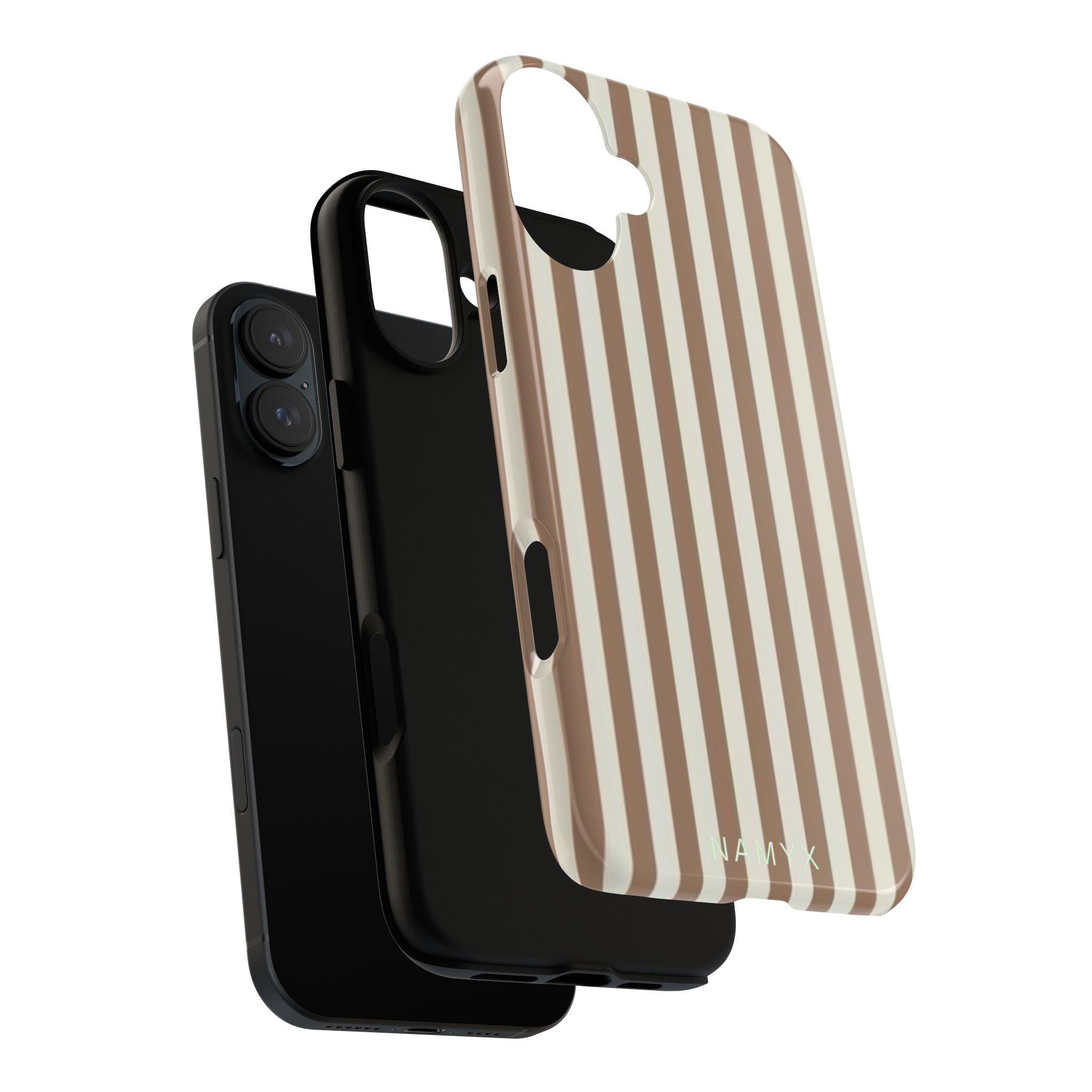 Striped Beige Phone Case — Classic Vertical Brown & Cream Stripe Tough Case