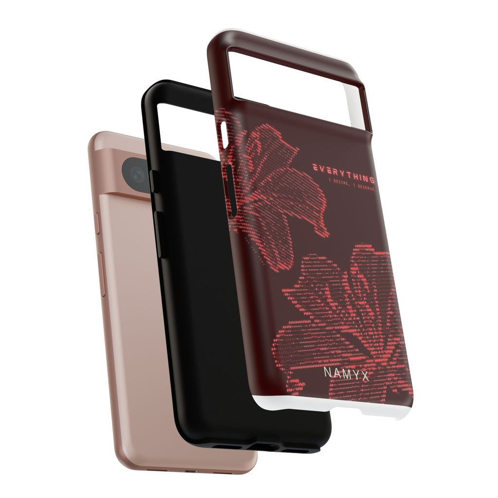 Floral Tough Phone Case — 'Everything' Burgundy Protective Cover
