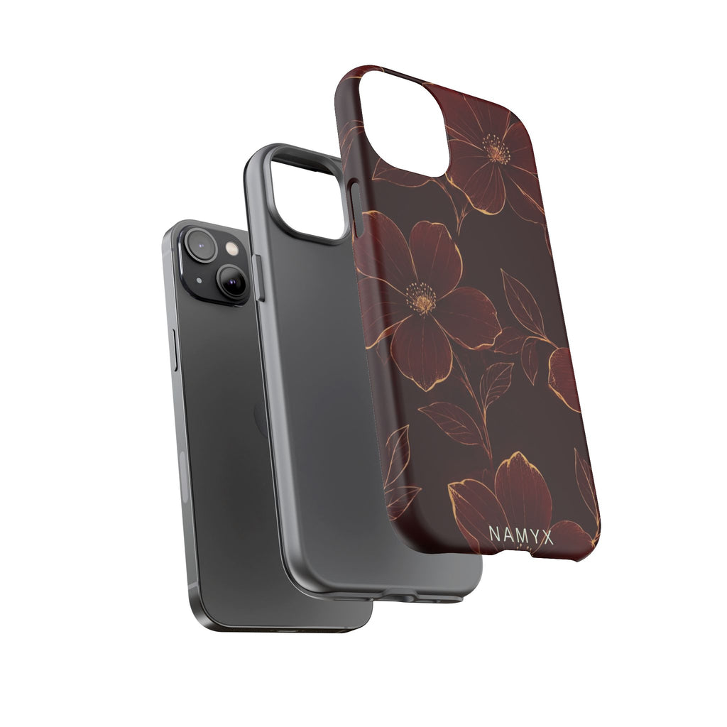 Floral Tough Case — Dark Red Botanical Phone Case