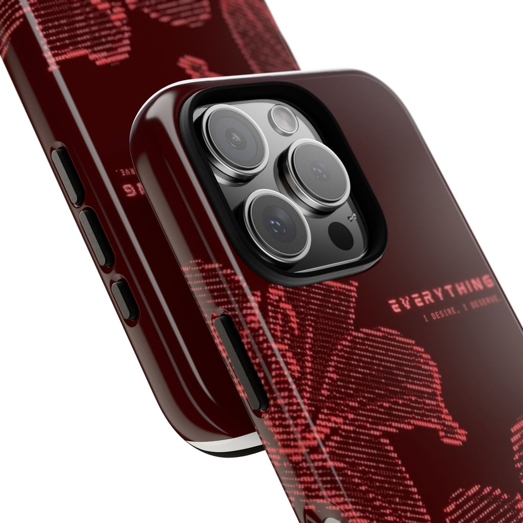 Floral Tough Phone Case — 'Everything' Burgundy Protective Cover