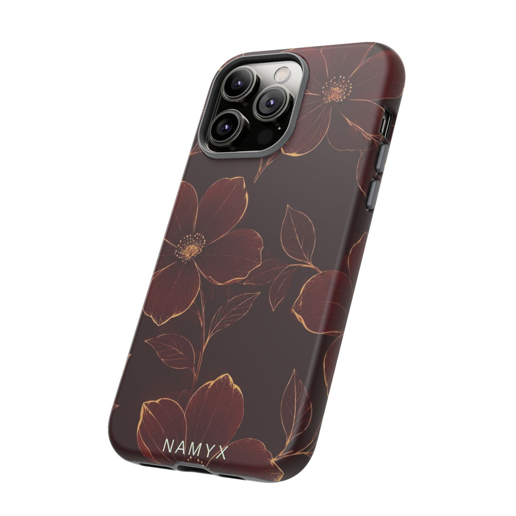 Floral Tough Case — Dark Red Botanical Phone Case