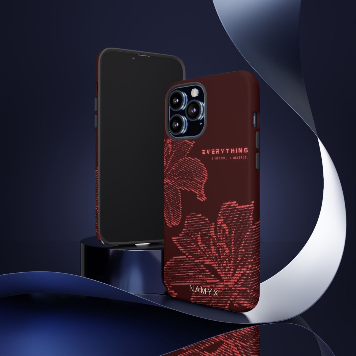 Floral Tough Phone Case — 'Everything' Burgundy Protective Cover