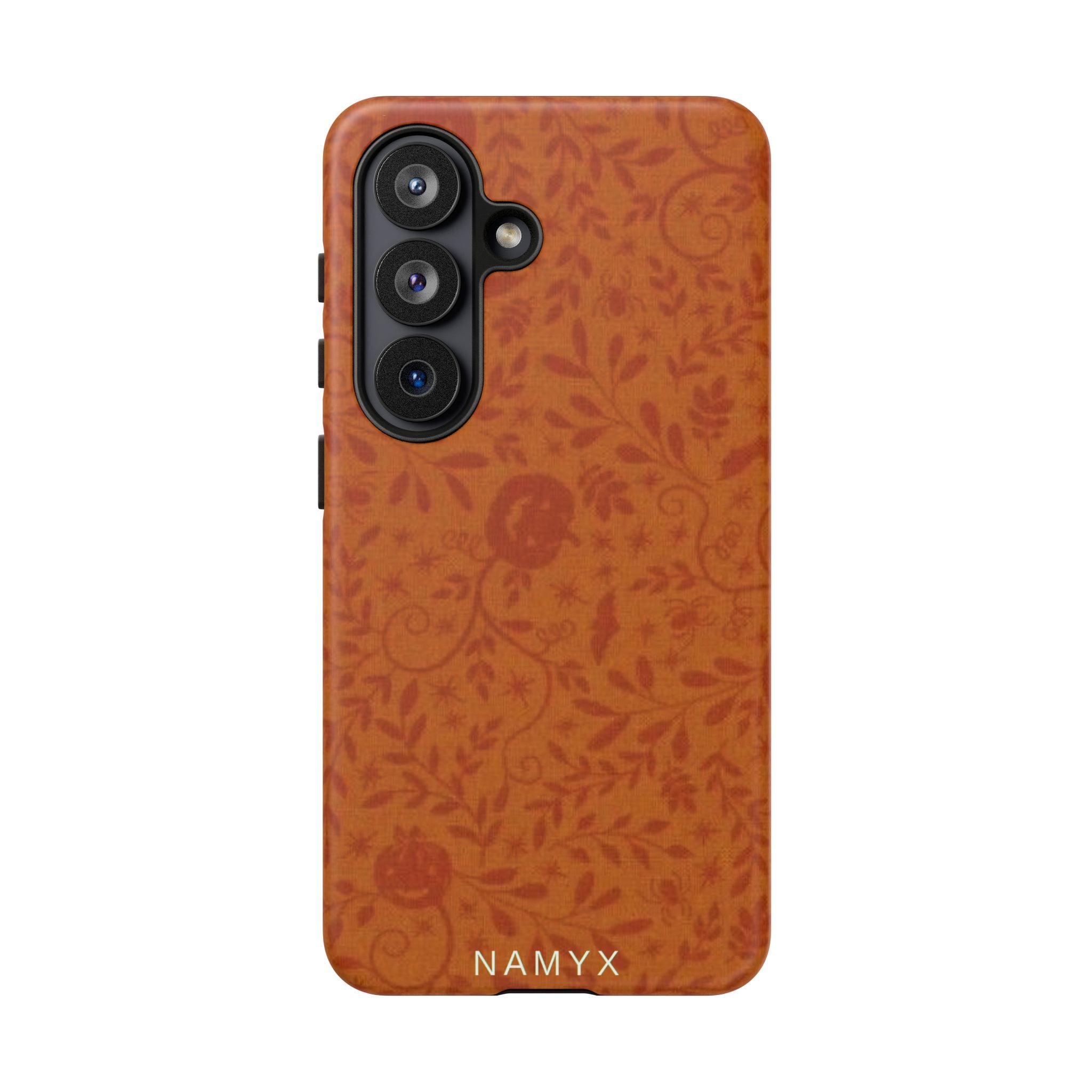 Floral Leather Phone Case — Rustic Orange Botanical Tough Case