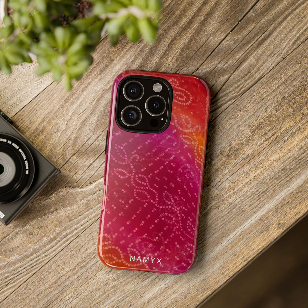 Floral Bandana Tough Case — Protective Phone Case with Pink Orange Paisley Design