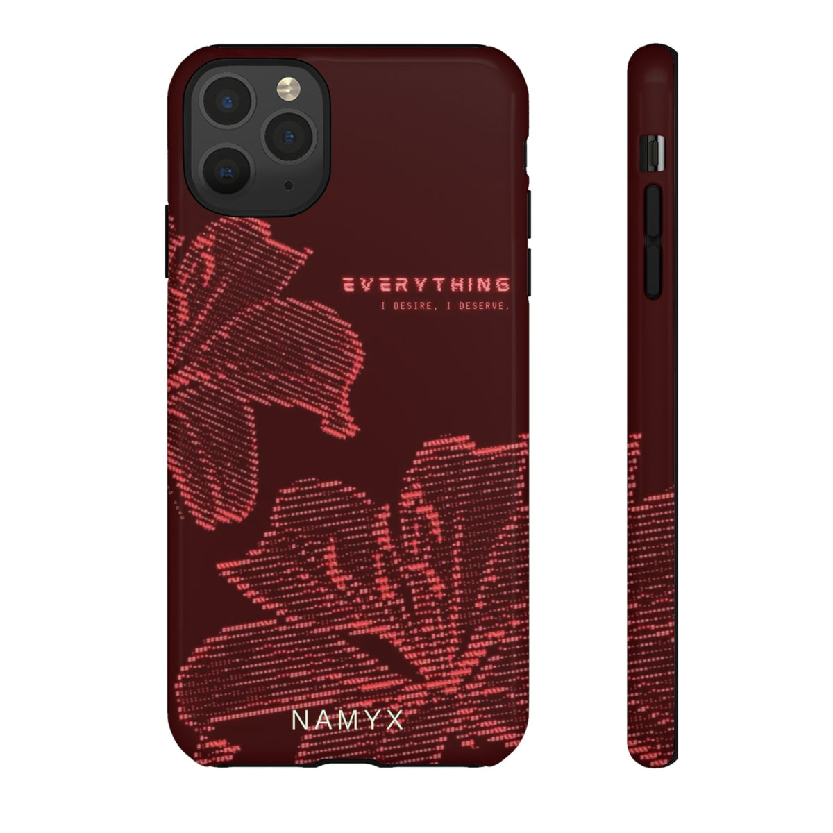 Floral Tough Phone Case — 'Everything' Burgundy Protective Cover