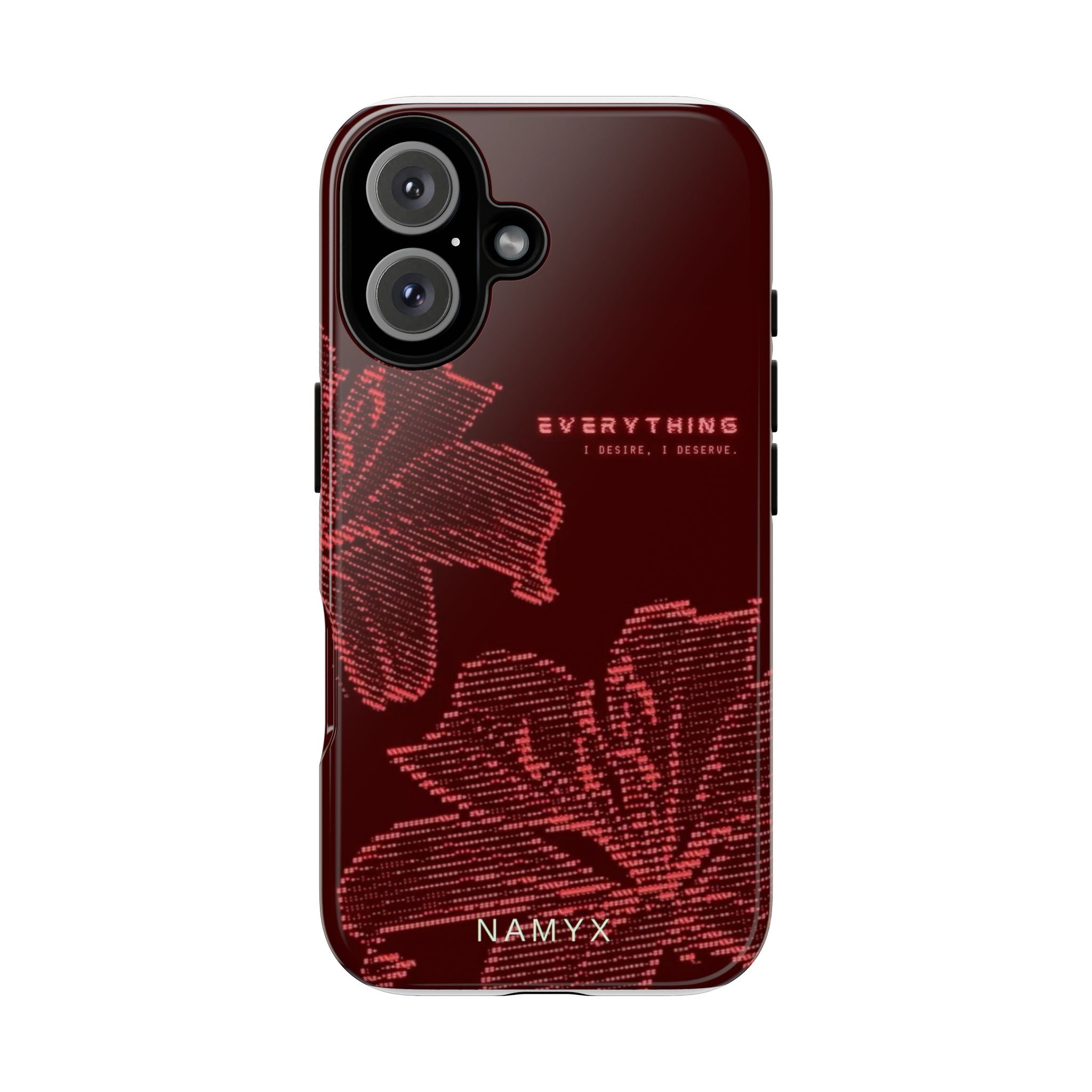 Floral Tough Phone Case — 'Everything' Burgundy Protective Cover