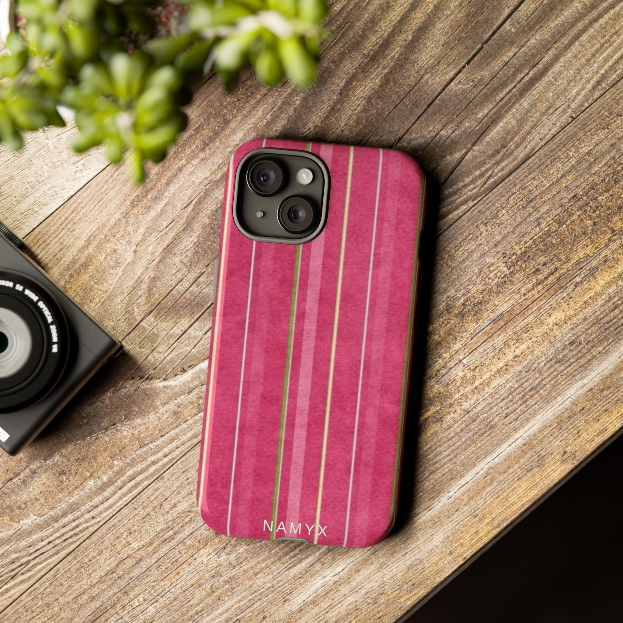 Pink Vertical Stripe Tough Phone Case — Durable Protective iPhone Cover with Subtle Vintage Stripes