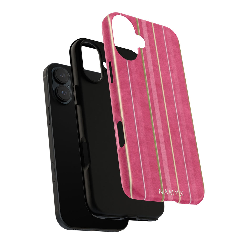 Pink Vertical Stripe Tough Phone Case — Durable Protective iPhone Cover with Subtle Vintage Stripes