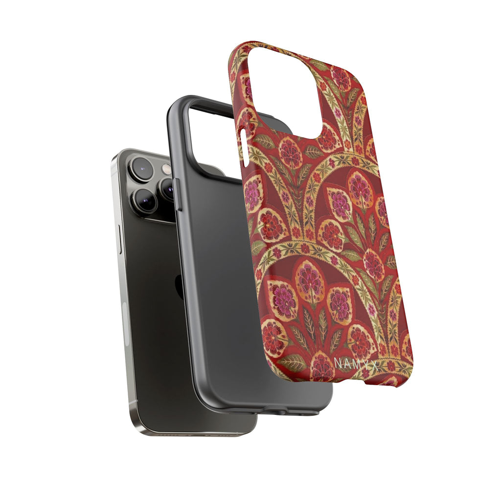 Floral Paisley Tough Phone Case — Red Gold Vintage Pattern