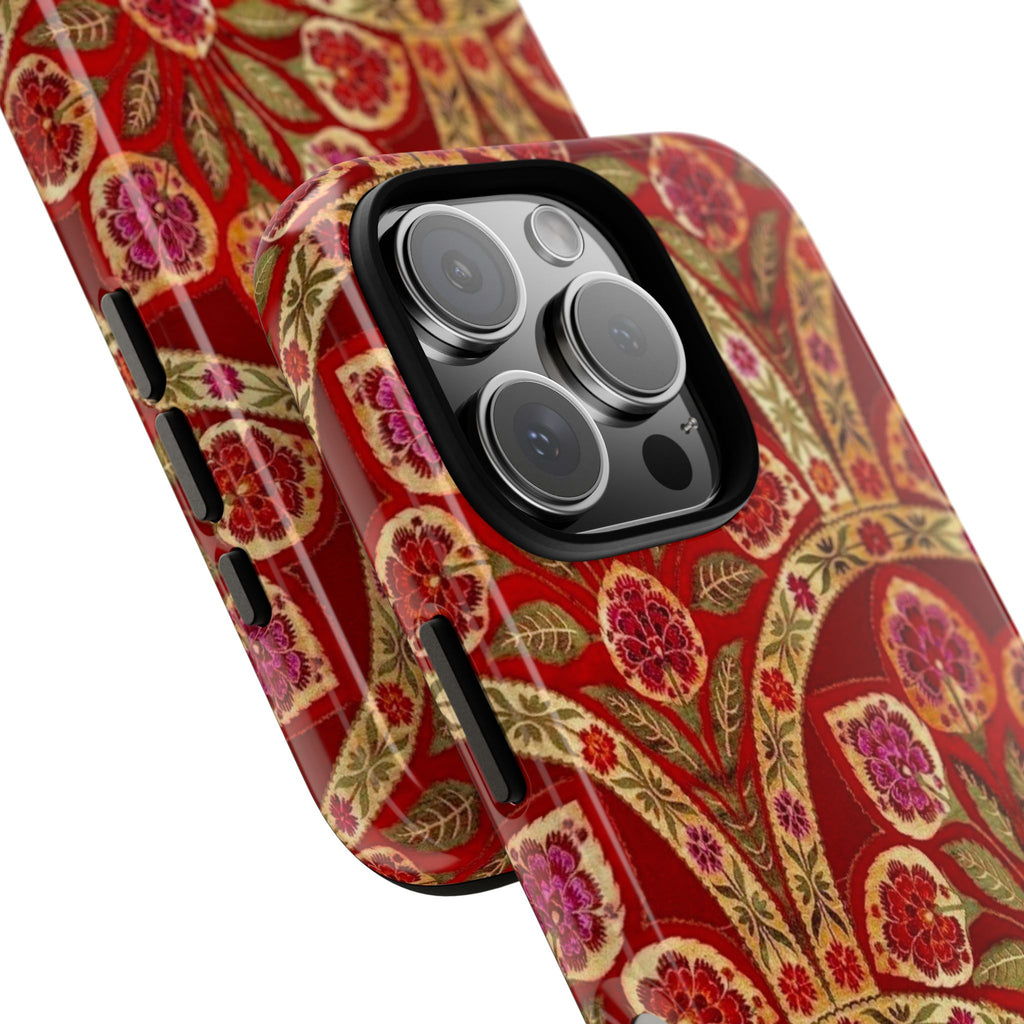 Floral Paisley Tough Phone Case — Red Gold Vintage Pattern