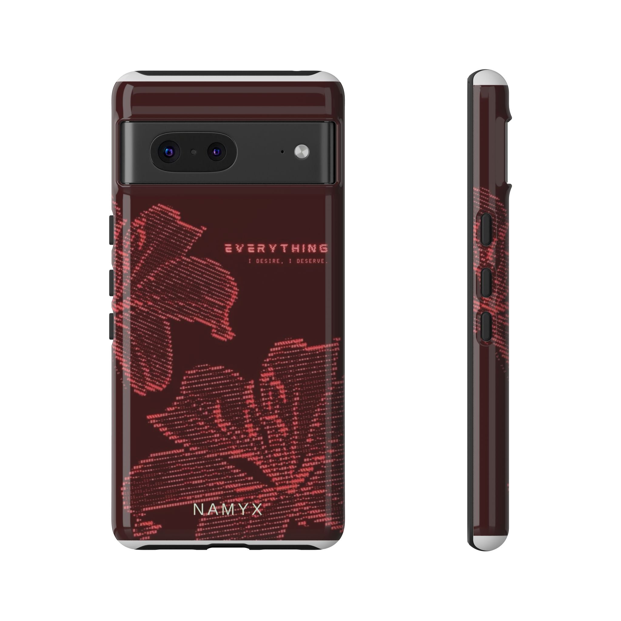 Floral Tough Phone Case — 'Everything' Burgundy Protective Cover
